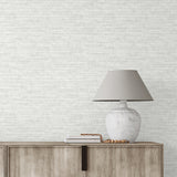 Sewell Dove Pale Grey and White Fabric Texture Transitional Unpasted Non Woven Strippable Wallpaper from Medley by Fine Decor - FD43948