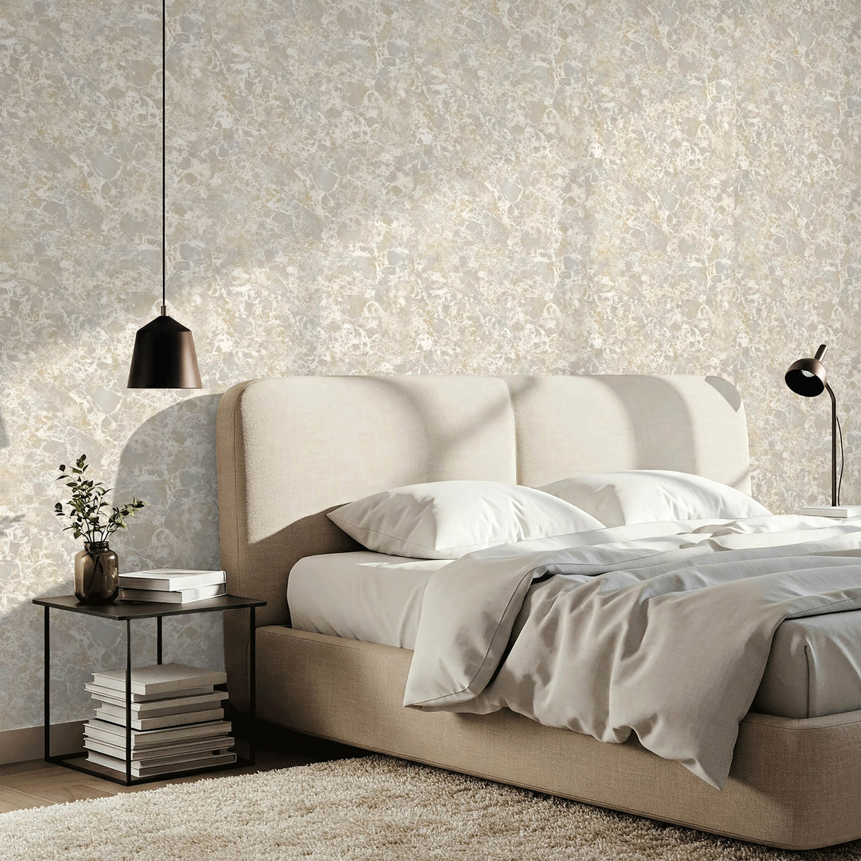Amell Roma Marble Neutral Unpasted Non Woven Wallpaper, Washable, Strippable, Paste the Wall, 20.5 In x 33 Ft by Fine Decor - FD43949