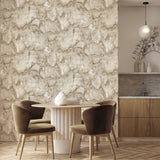 Imre Neutral Elara Marble Stone Pattern Strippable Washable Wallpaper in Taupe Grey and Ivory Unpasted Non Woven by Fine Decor - FD43955