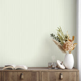 Ticking Mini Stripe Green by Fine Decor Classic Vertical Stripe Non Woven Unpasted Washable Strippable Wallpaper - FD43957