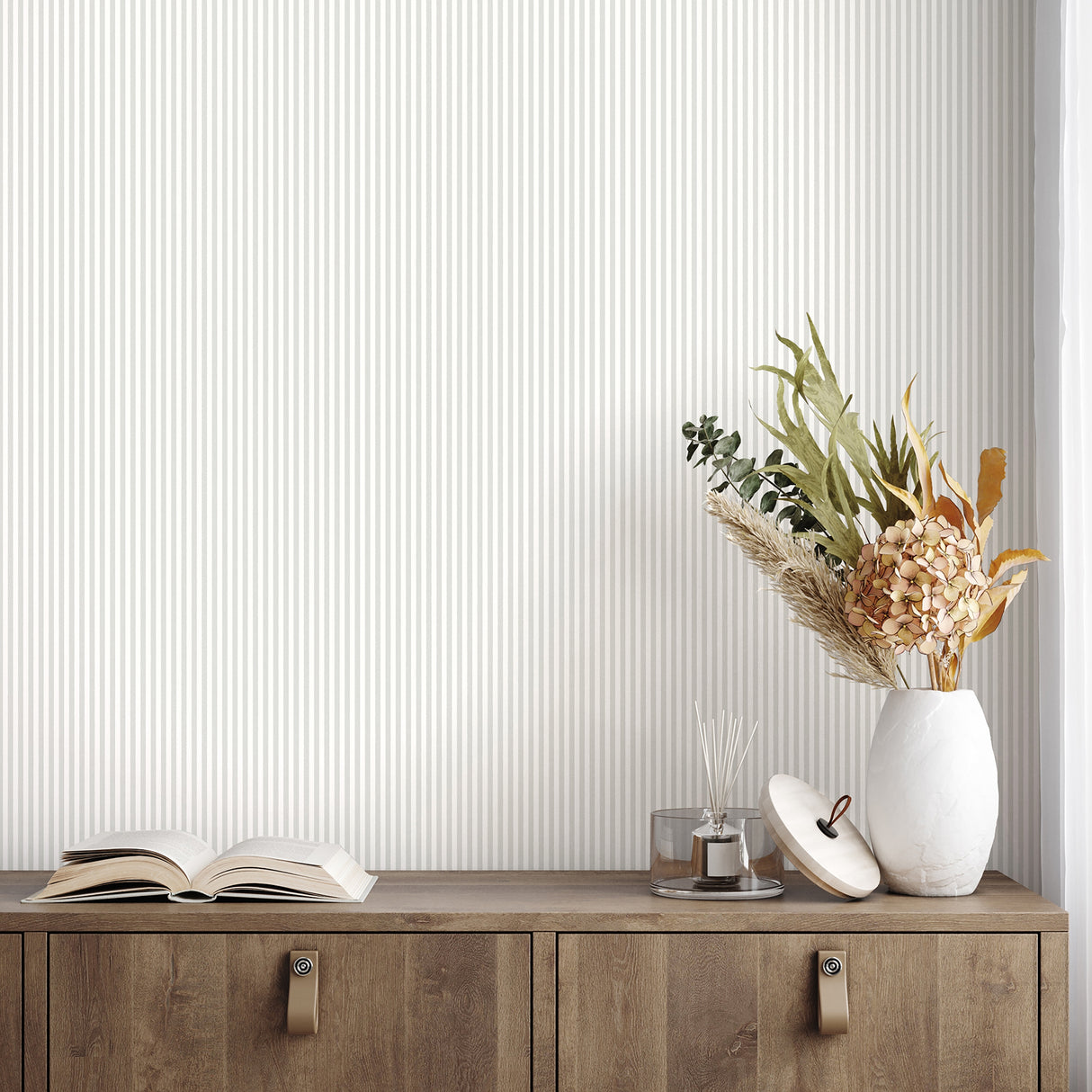 Ticking Grey Mini Stripe Grey and White by Fine Decor Traditional Ticking Stripe Unpasted Non Woven Wallpaper - FD43958