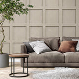 Wyatt Neutral Square Panel by Fine Decor Photorealistic Soft Brown Wood Paneling Non Woven Unpasted Washable and Strippable Wallpaper - FD43961