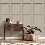 Wyatt Neutral Square Panel by Fine Decor Photorealistic Soft Brown Wood Paneling Non Woven Unpasted Washable and Strippable Wallpaper - FD43961