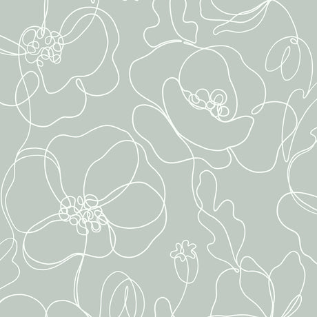 Cyrene Sage Linear Floral Wallpaper by Fine Decor - FD43965