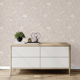 Cyrene Blush by Fine Decor Modern Linear Floral Abstract White Continuous Single-Line Art Non Woven Unpasted Wallpaper Roll - FD43966