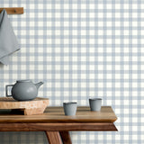 Belen Blue Gingham by Fine Decor Classic Farmhouse Plaid Unpasted Strippable Non Woven Wallpaper 20.5-in x 33-ft Roll - FD43972