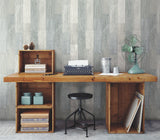 Pallet Board Blue Wallpaper with Vertical Faux Wood Plank Pattern - York FH4002