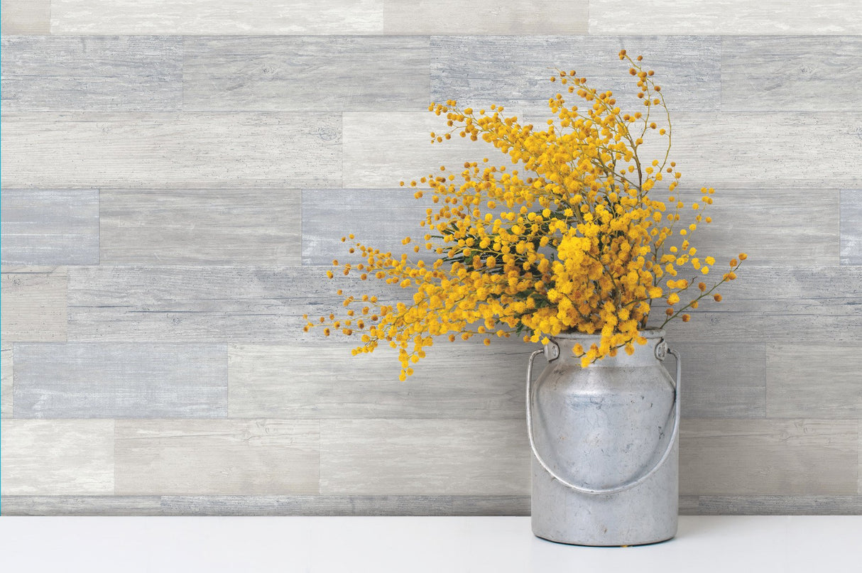 Pallet Board Blue Wallpaper with Vertical Faux Wood Plank Pattern - York FH4002