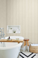 Market Stripe Caramel Wallpaper with Bohemian Woven Stripe Motif - York FH4010