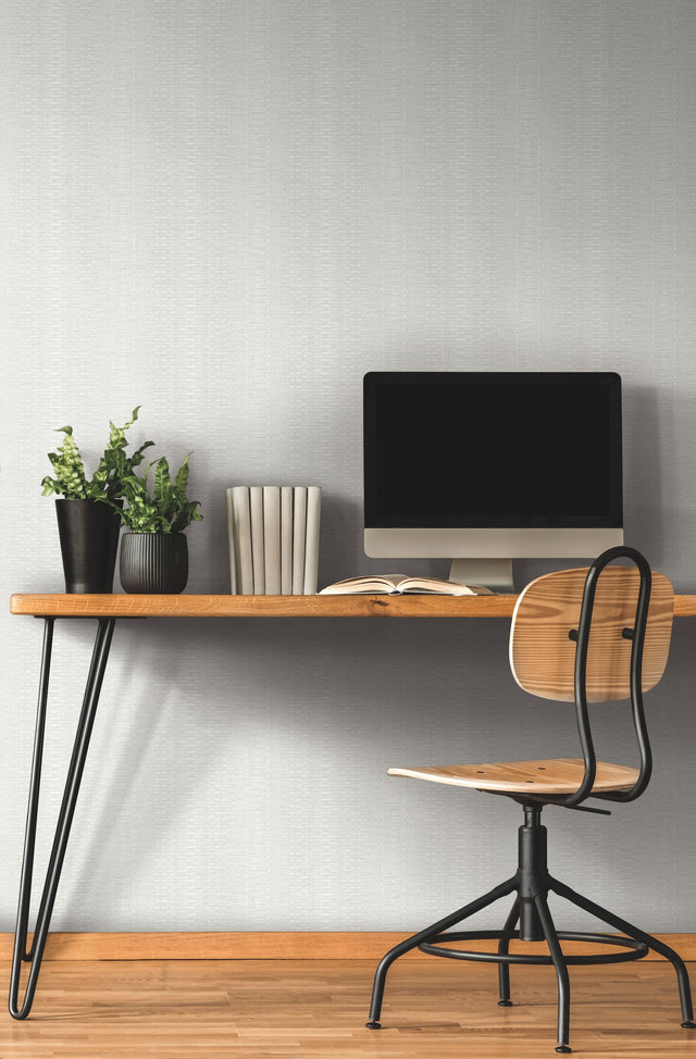 Market Stripe White Wallpaper with Bohemian Vertical Stripe Motif - York FH4014