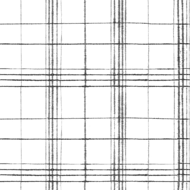 Farmhouse Plaid Black & White Wallpaper with Bohemian Plaid Pattern - York FH4016