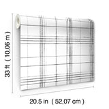 Farmhouse Plaid Black & White Wallpaper with Bohemian Plaid Pattern - York FH4016
