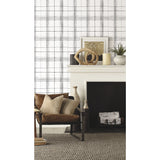 Farmhouse Plaid Black & White Wallpaper with Bohemian Plaid Pattern - York FH4016