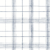 Farmhouse Plaid Navy & White Wallpaper with Bohemian Plaid Pattern - York FH4017