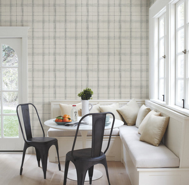Farmhouse Plaid Beige & Grey Wallpaper