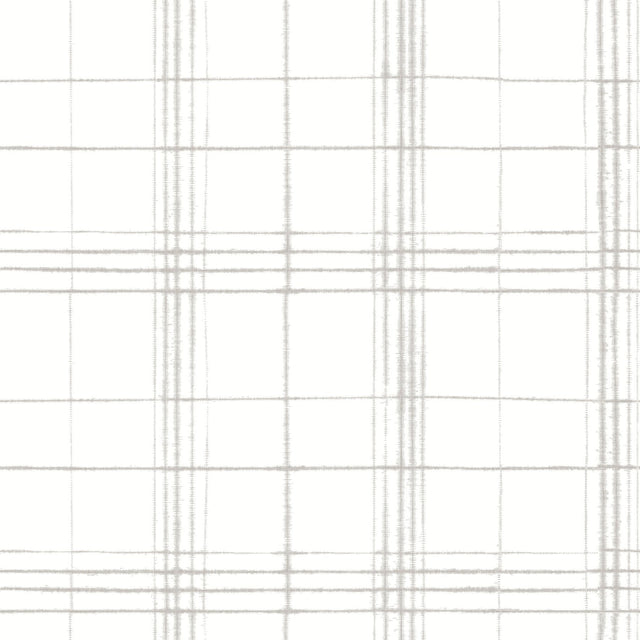 Farmhouse Plaid Linen & White Wallpaper with Plaid Pattern - York FH4019