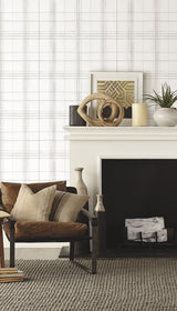 Farmhouse Plaid Linen & White Wallpaper with Plaid Pattern - York FH4019