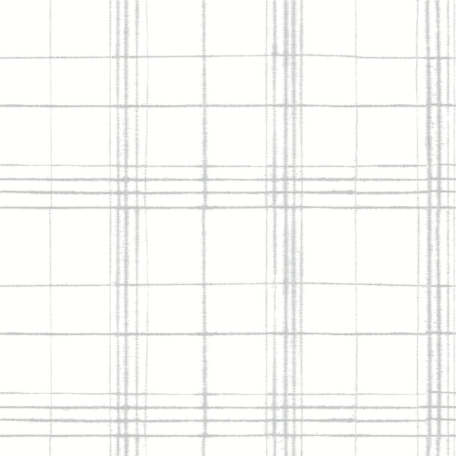 Farmhouse Plaid Grey & White Wallpaper