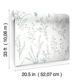 Wildflower Sprigs Blue & Green Wallpaper with Bohemian Floral Motif - York FH4027
