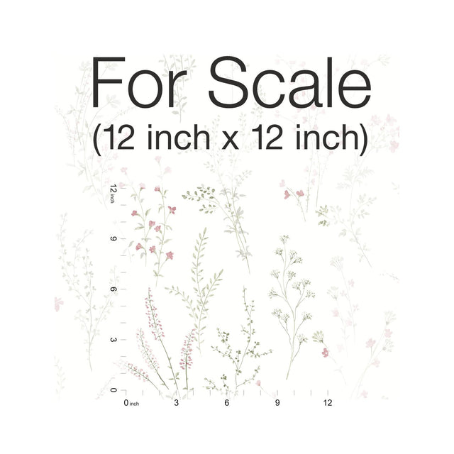 Wildflower Sprigs Pink & Green Wallpaper with Bohemian Floral Motif - York FH4028
