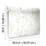 Wildflower Sprigs Pink & Green Wallpaper with Bohemian Floral Motif - York FH4028