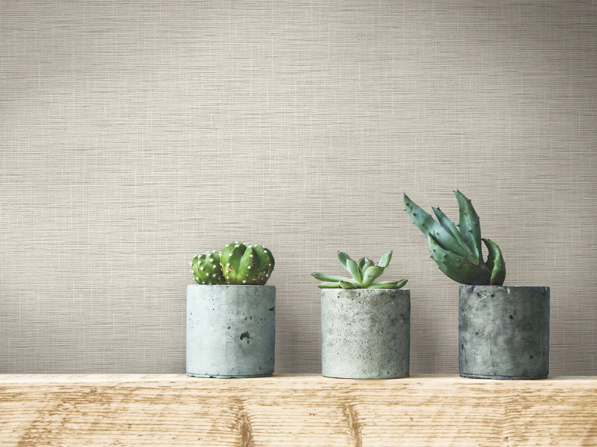 Silk Linen Weave Caramel Wallpaper with Textured Linen Look - York FH4056