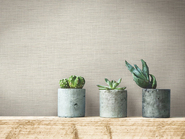Silk Linen Weave Caramel Wallpaper with Textured Linen Look - York FH4056