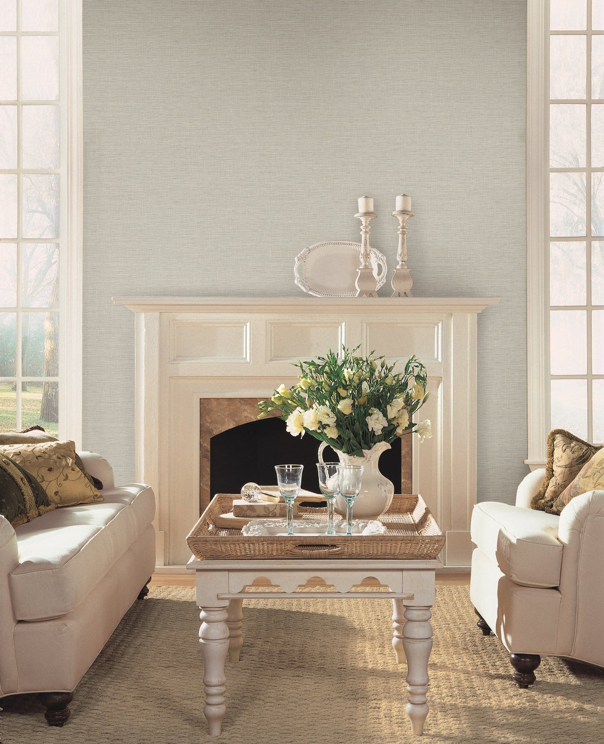 Silk Linen Weave Caramel Wallpaper with Textured Linen Look - York FH4056