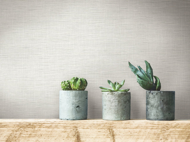 Silk Linen Weave White Wallpaper with Textured Linen Look - York FH4059