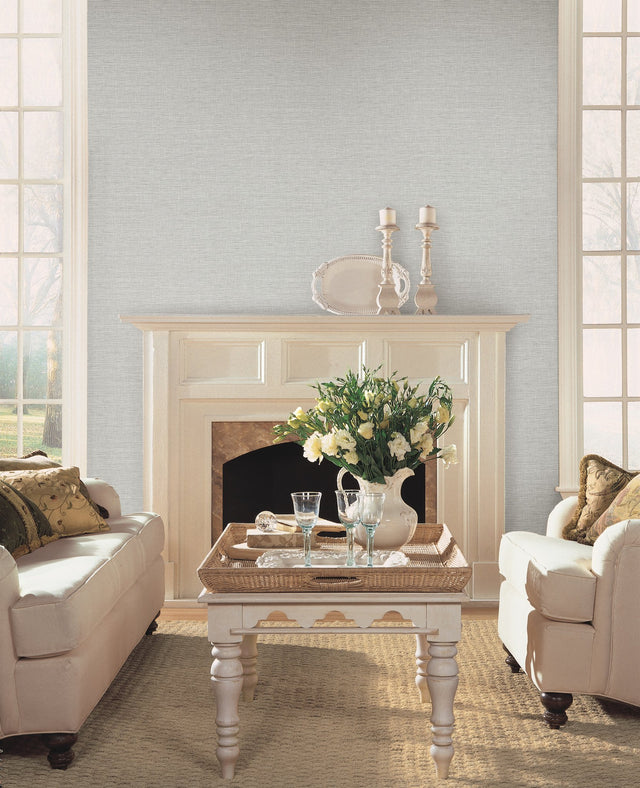 Silk Linen Weave Grey Wallpaper with Textured Linen Look - York FH4060