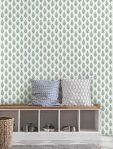 Paisley on Calico Green Wallpaper with Botanical Paisley Motif - York FH4067