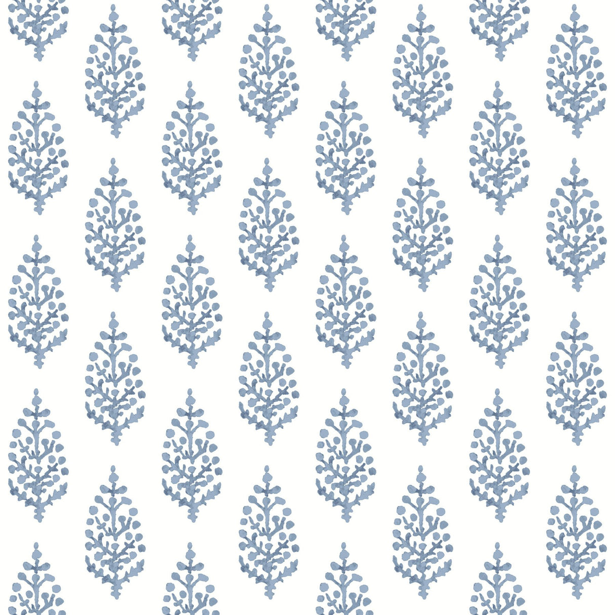 Paisley on Calico Blue Wallpaper with Botanical Paisley Motif - York FH4068