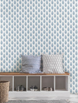 Paisley on Calico Blue Wallpaper with Botanical Paisley Motif - York FH4068