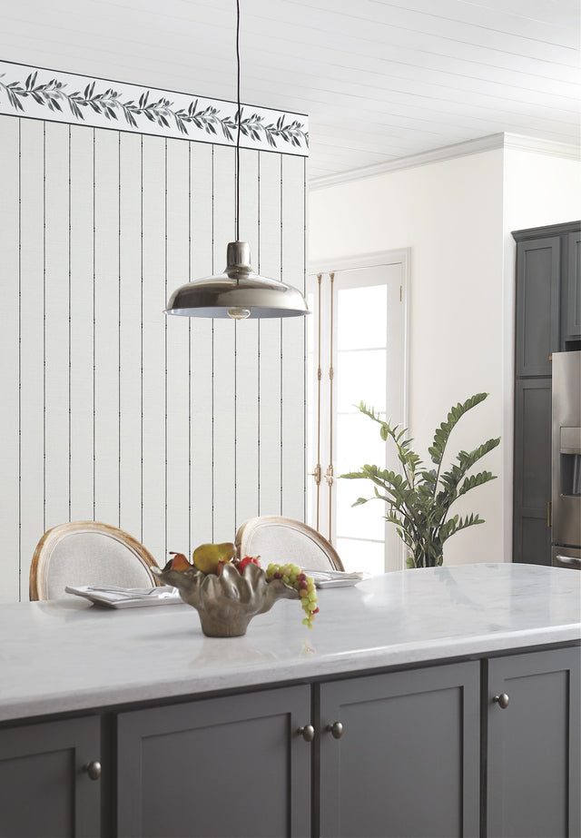 In Stitches Stripe Black & Cream Wallpaper