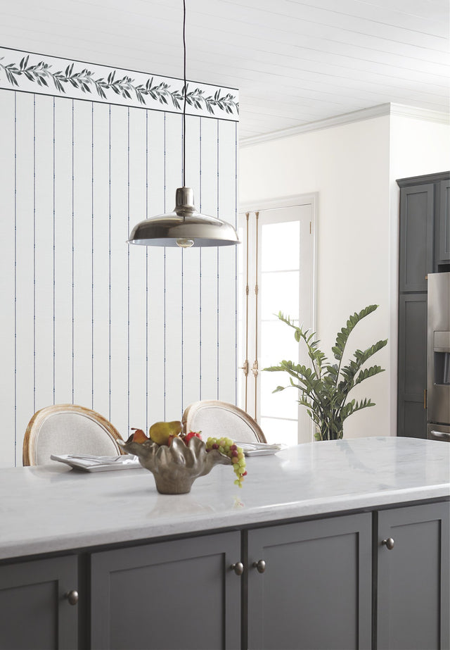 In Stitches Stripe Navy & Cream Wallpaper