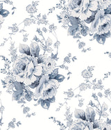 Heritage Rose Navy & White Wallpaper with Botanical Floral Pattern - York FH4087