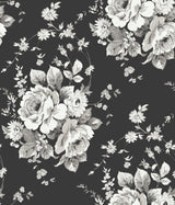 Heritage Rose Black & Grey Botanical Non Woven Wallpaper - York FH4088