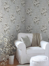 Heritage Rose Taupe Wallpaper with Botanical Floral Pattern, Non Woven - York FH4089