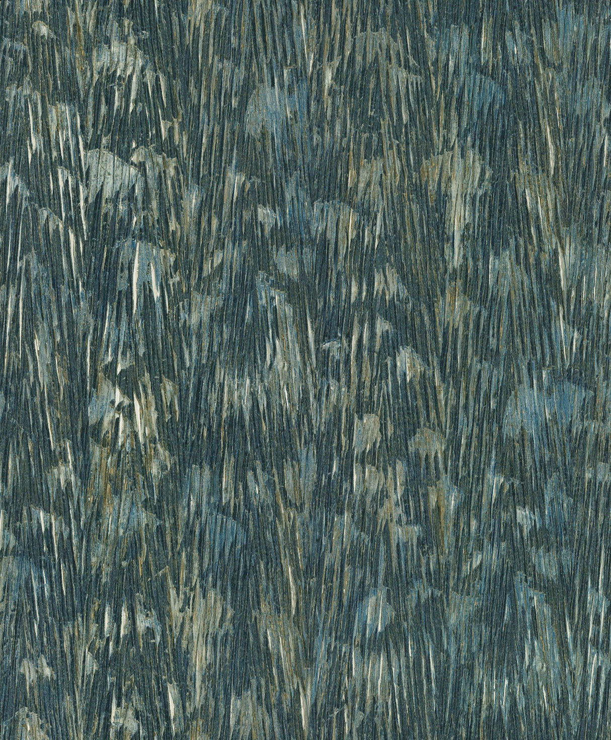 Gilded Plume Teal Wallpaper with Metallic Feathered Texture - York FM1001