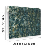 Gilded Plume Teal Wallpaper with Metallic Feathered Texture - York FM1001