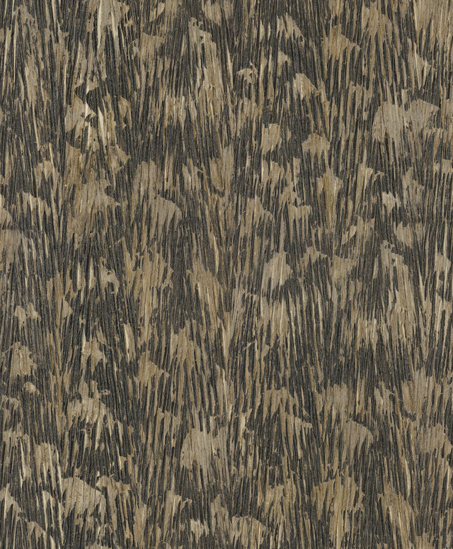 Gilded Plume Black Wallpaper with Metallic Textured Feather Motif - York FM1004