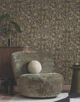 Gilded Plume Black Wallpaper with Metallic Textured Feather Motif - York FM1004