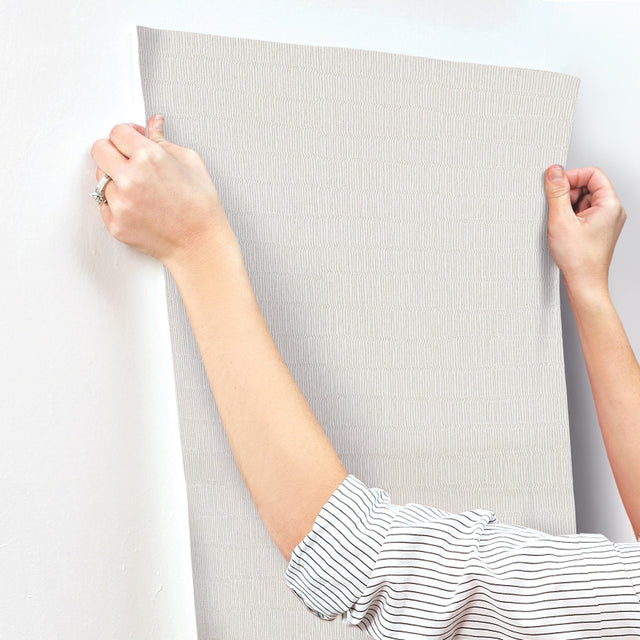 Tectonic Texture White & Silver Modern Striped Metallic Wallpaper - York FM1012