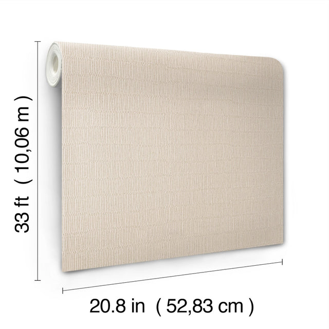 Tectonic Texture Almond & Silver Wallpaper with Metallic Modern Striped Motif - York FM1013