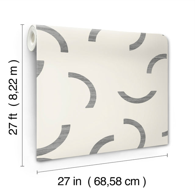 Lunula Black Geometric Modern Non Woven Wallpaper - York FM1022