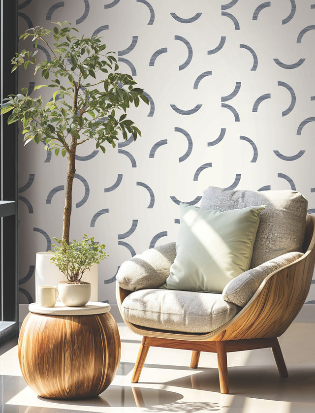Lunula Navy Geometric Modern Wallpaper - York FM1023
