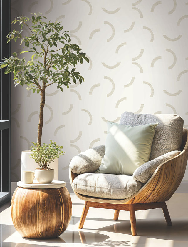 Lunula Ivory Geometric Modern Wallpaper - York FM1025