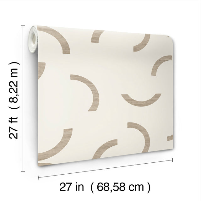 Lunula Taupe Geometric Non Woven Wallpaper - York FM1026