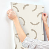 Lunula Taupe Geometric Non Woven Wallpaper - York FM1026