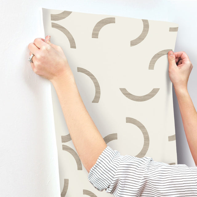 Lunula Taupe Geometric Non Woven Wallpaper - York FM1026